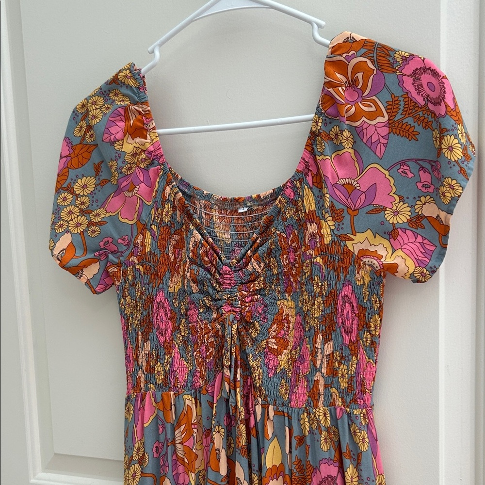 Boho Floral Flowy Maxi Dress